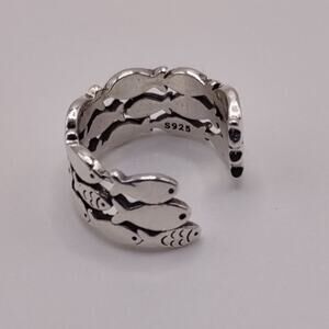 925 Sterling Silver Ring Jesus Fish School Christian Jewelry Birthday Gift New!!